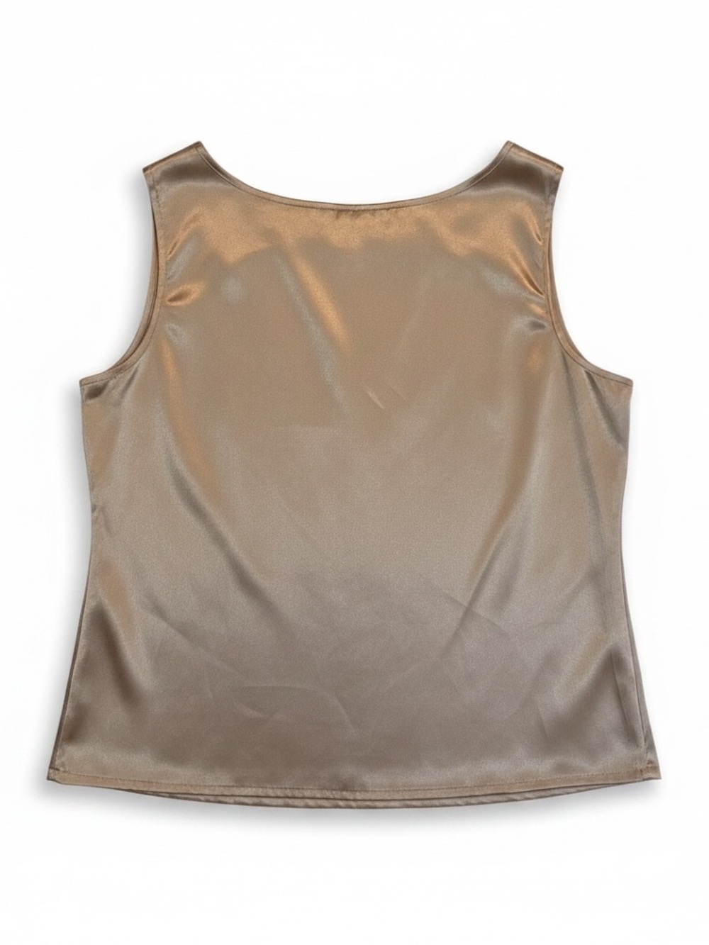 Karen Scott Champagne Shimmer Satin Shell Top Sleeveless Blouse Size L - Picture 4 of 4